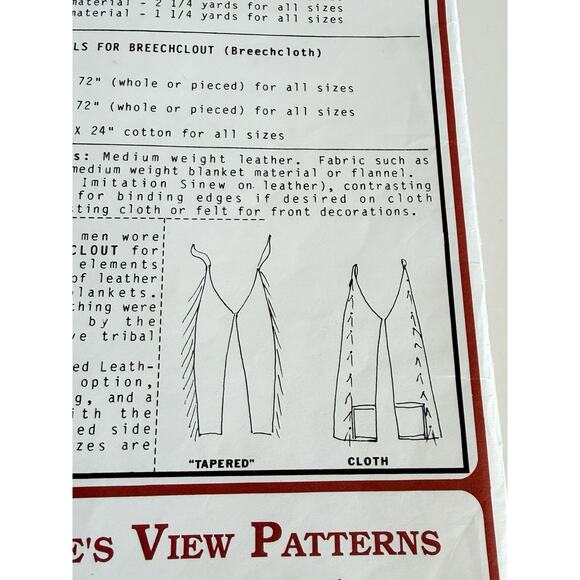Leggings & Breechclout Pattern PM/71 Sizes S M L Instructions Eagles View Uncut - Picture 5 of 6